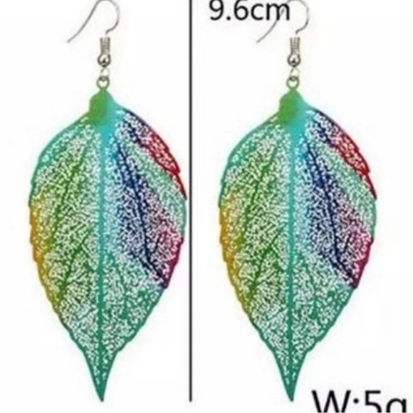 Multicolored Leaf-shaped earrings - Picture 4 of 5